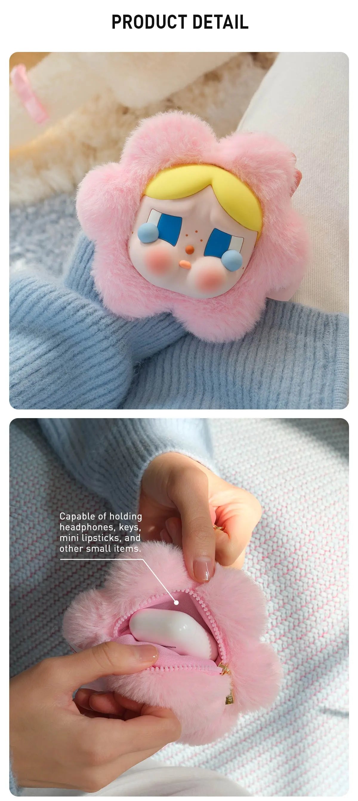 POPMART CRYBABY Sad Club Series-Silicone Plush Earphone Bag