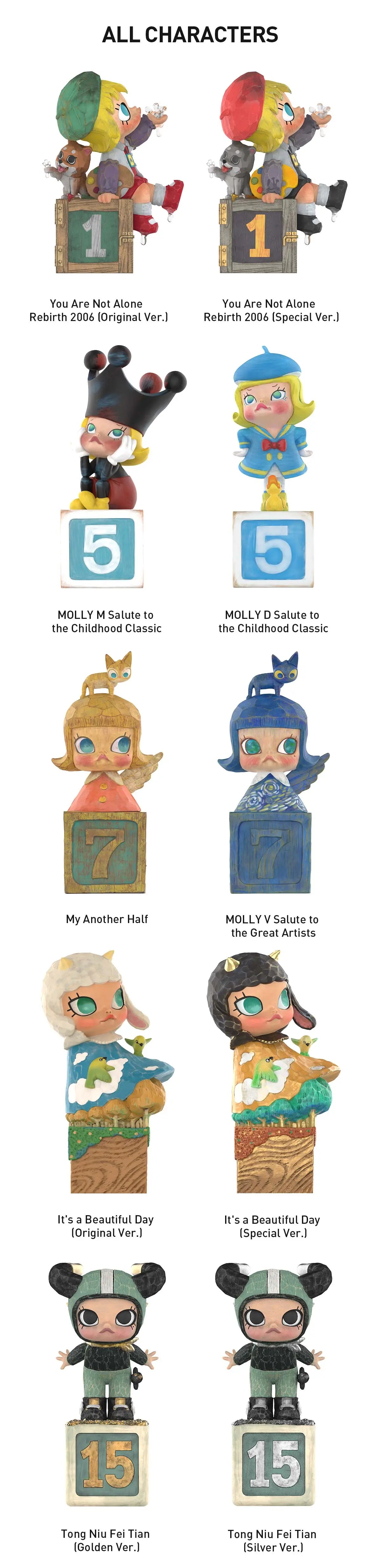POPMART MOLLY Anniversary Statues Classical Retro 2 Series Figures