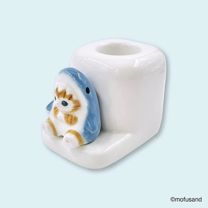 MOFUSAND Toothbrush Stand with Figure - Cat : Shark Nyan