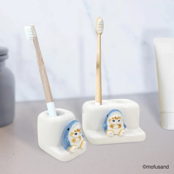 MOFUSAND Toothbrush Stand with Figure - Cat : Shark Nyan