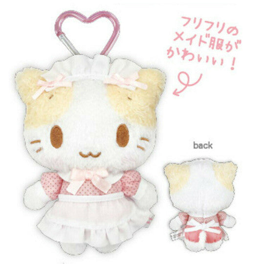 SANRIO JP Marshmallow-like fluffy cat mascot with carabiner (maid style)