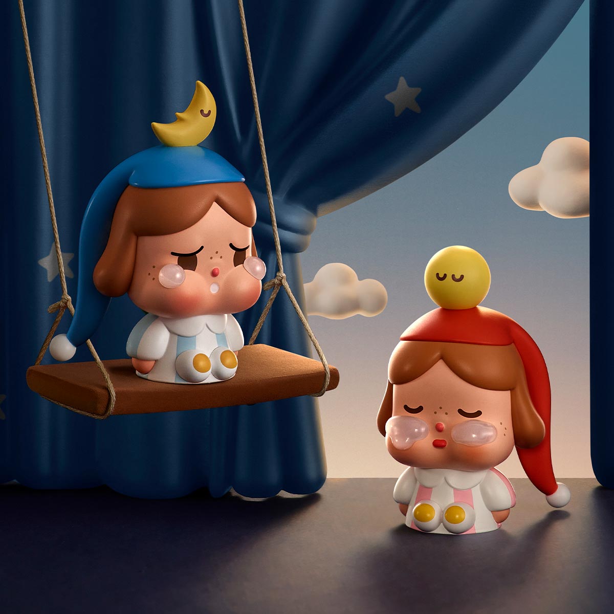 POPMART CRYBABY CRYING TO THE MOON-SITTING SERIES FIGURES