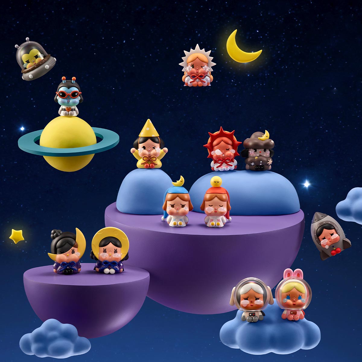 POPMART CRYBABY CRYING TO THE MOON-SITTING SERIES FIGURES
