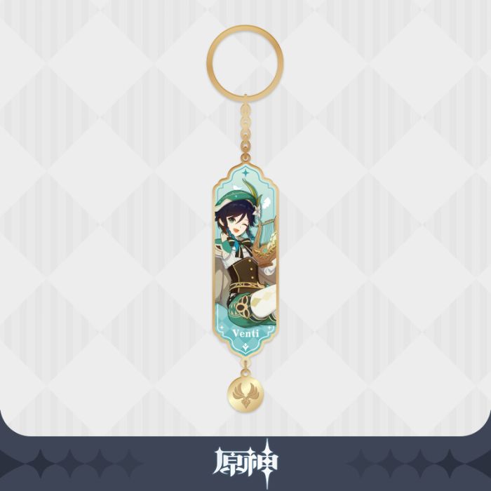 Genshin Impact Character Drawing Card Metal Keychain: Venti