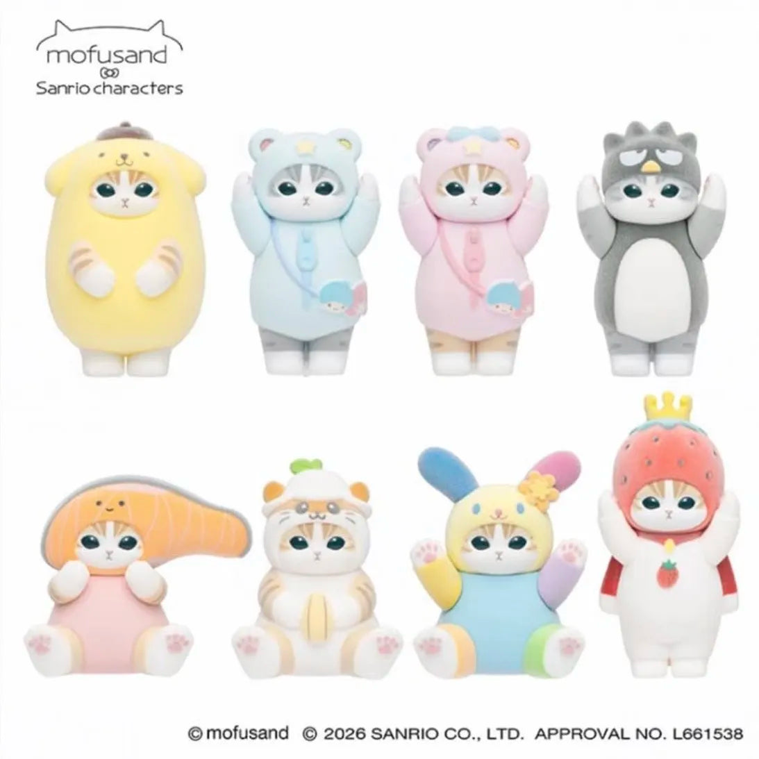 Mofusand x Sanrio Characters Fluffy Flock Figure Collection Vol. 3 (8 types in total)