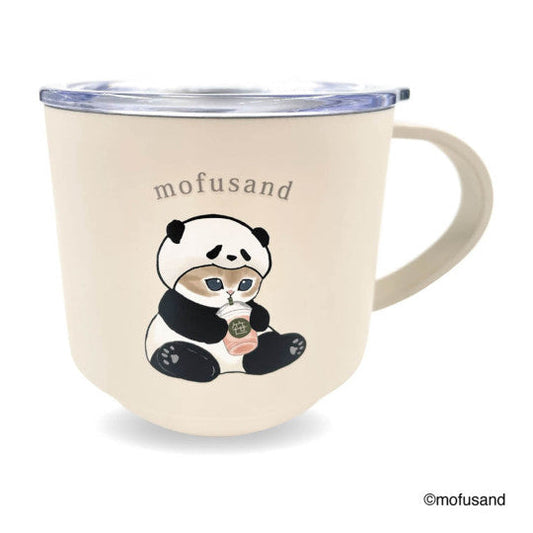 mofusand JP Stackable Stainless Steel Mug with Lid (Panda Cat)