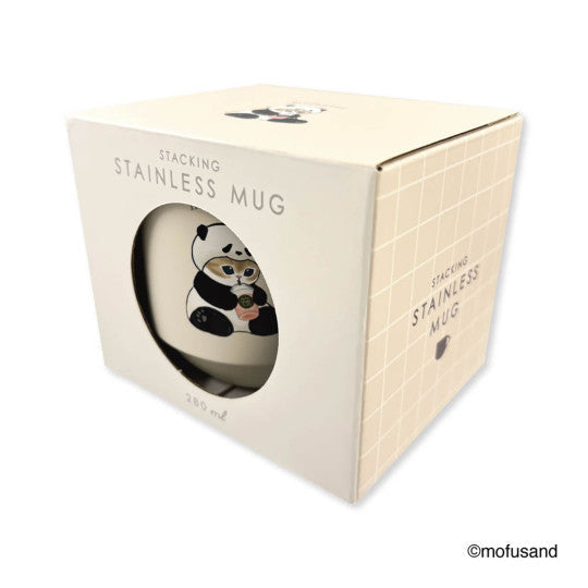 mofusand JP Stackable Stainless Steel Mug with Lid (Panda Cat)