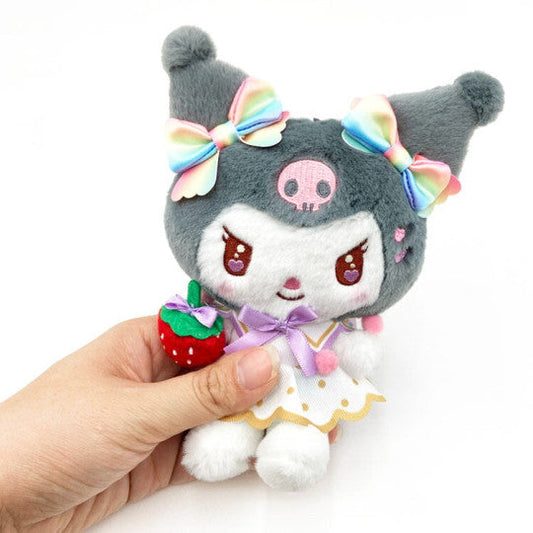Japan Sanrio Mascot Holder - Kuromi : 50th Anniversary Strawberry Newspaper