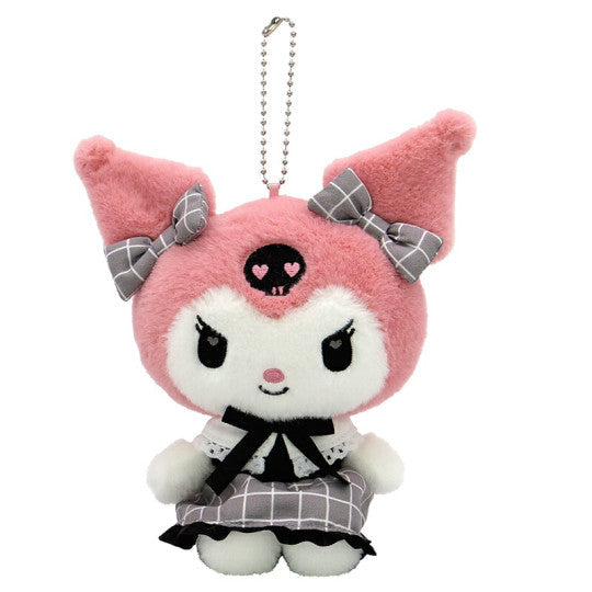 SANRIO JP Mascot Holder - Kuromi : Pink Grey Grid Dress