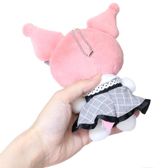 SANRIO JP Mascot Holder - Kuromi : Pink Grey Grid Dress
