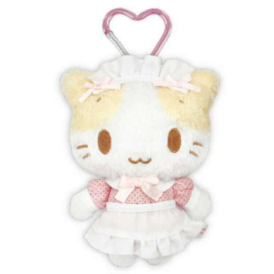 SANRIO JP Marshmallow-like fluffy cat mascot with carabiner (maid style)