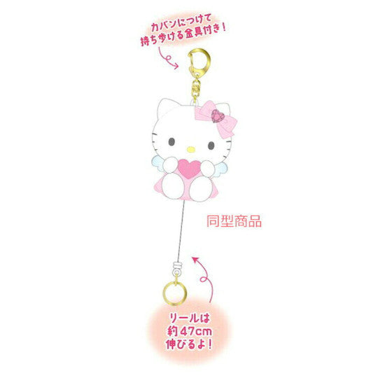 Japan Sanrio Mascot Reel Keychain - Hello Kitty : Gingham Pink Cherry