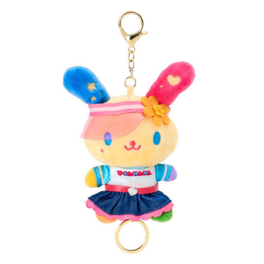 Sanrio JP Plush Mascot Retractable Reel Keychain - Usahana : Sporty