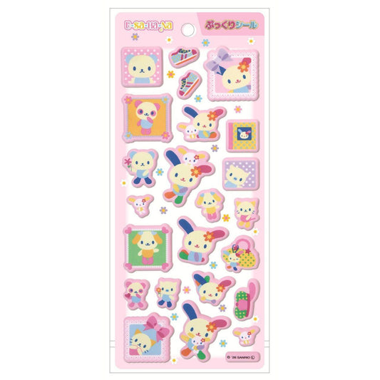 Sanrio Usahana puffy stickers, pink